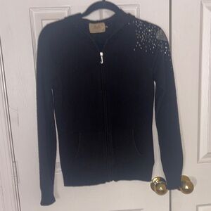 Juicy Couture Black Embellished Women's Cashmere Hoodie